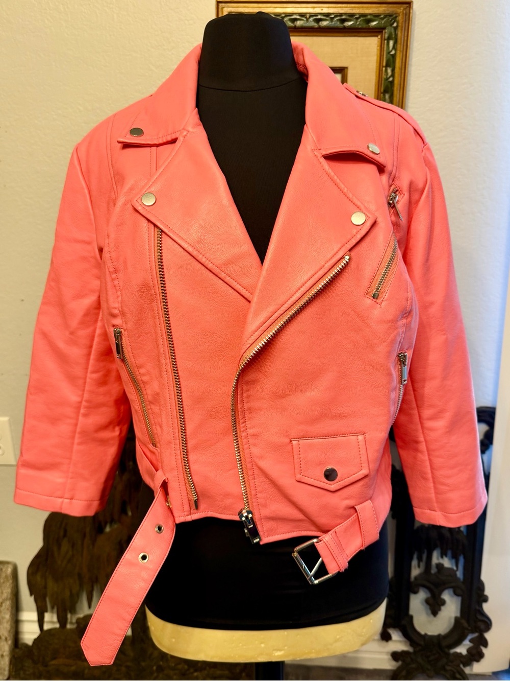 Vixen by Micheline Pitt Pink Vegan Leather Bad Girl Jacket XL